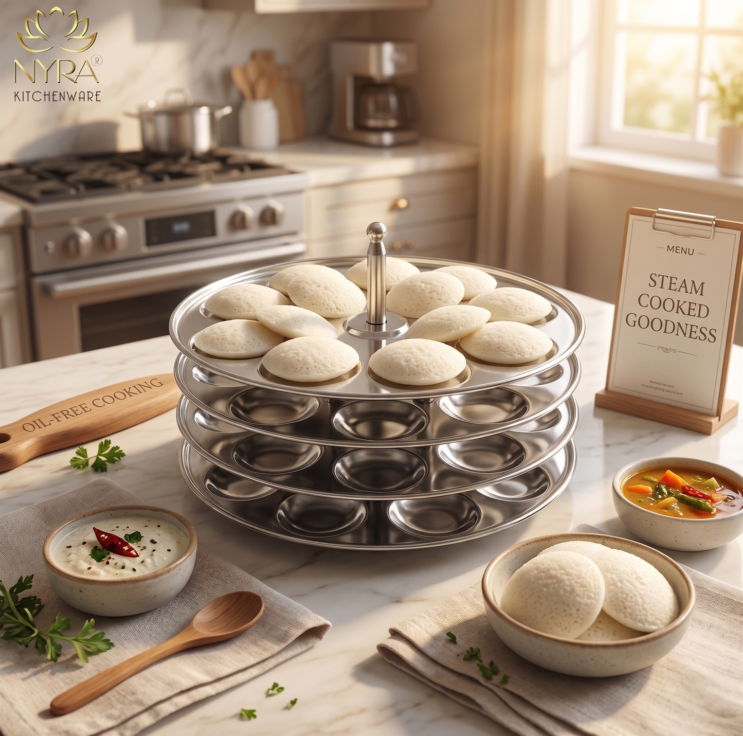Stainless Steel Mini Idli Stand (15 Idli per Plate)