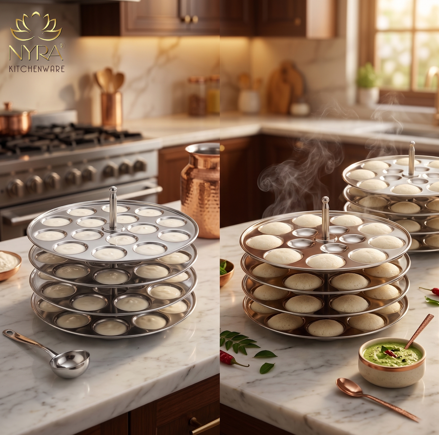 Stainless Steel Mini Idli Stand (15 Idli per Plate)