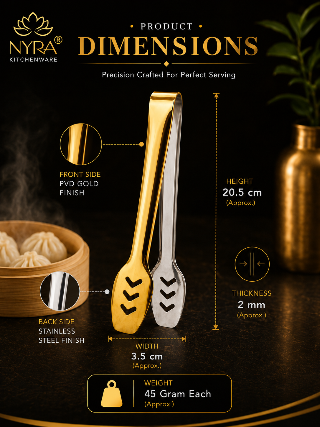 Stainless Steel Serving Tongs/Chimta - Multi-Purpose Kitchen Tool Set