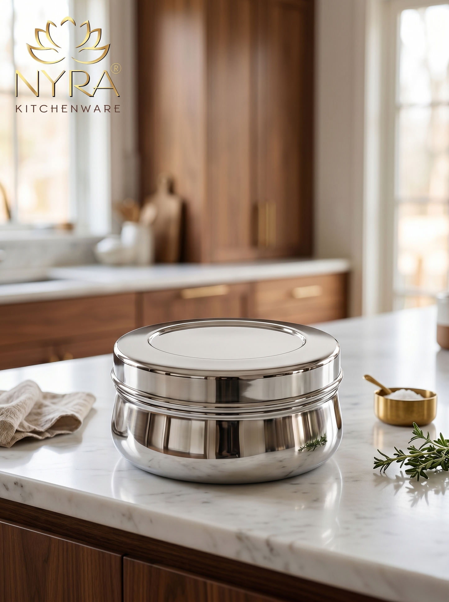 Stainless Steel Belly-shaped Dibbi/Container Set | Mirror Finish & Heavy Duty – Ideal Kitchen Storage Solution