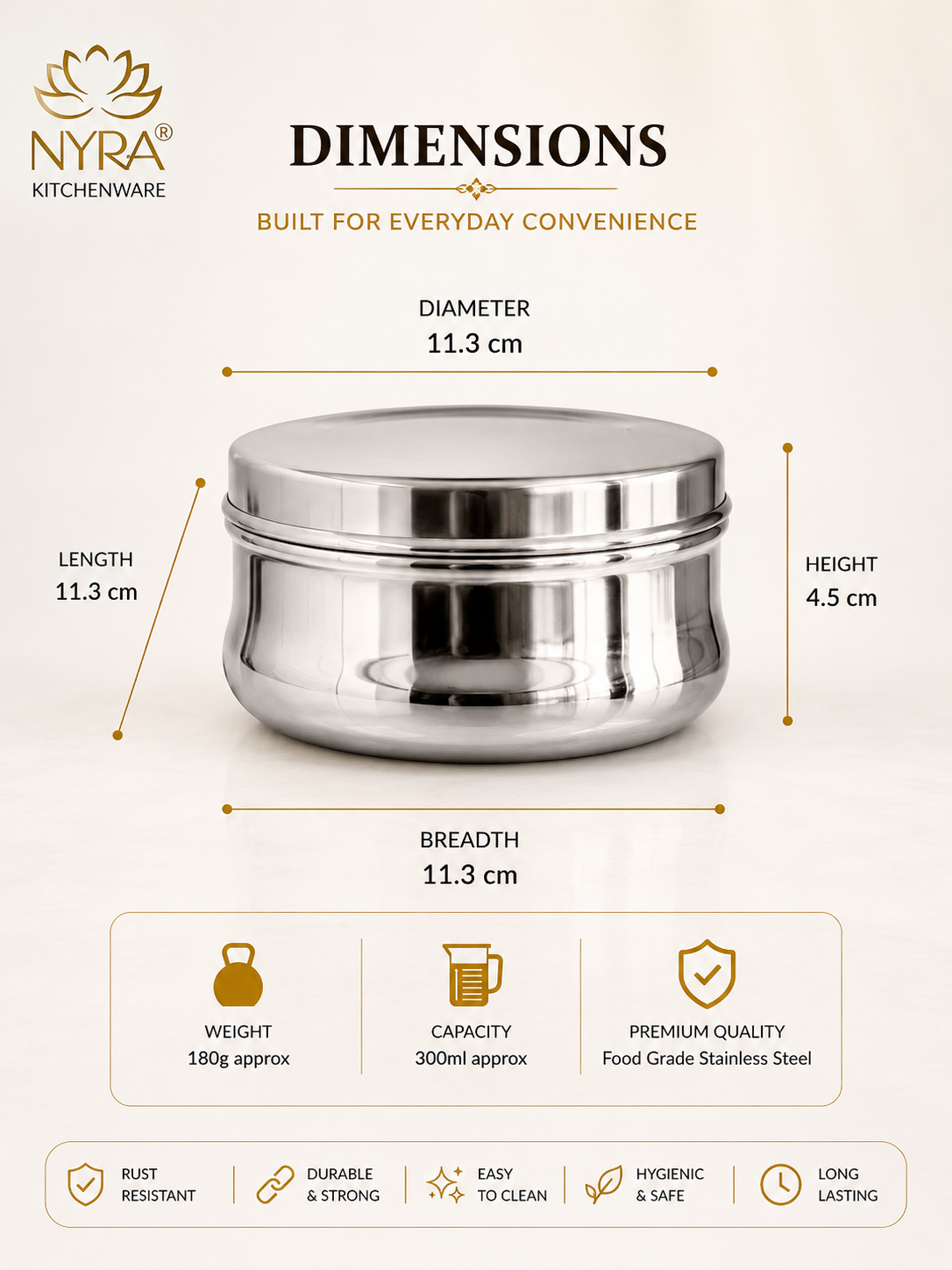 Stainless Steel Belly-shaped Dibbi/Container Set | Mirror Finish & Heavy Duty – Ideal Kitchen Storage Solution