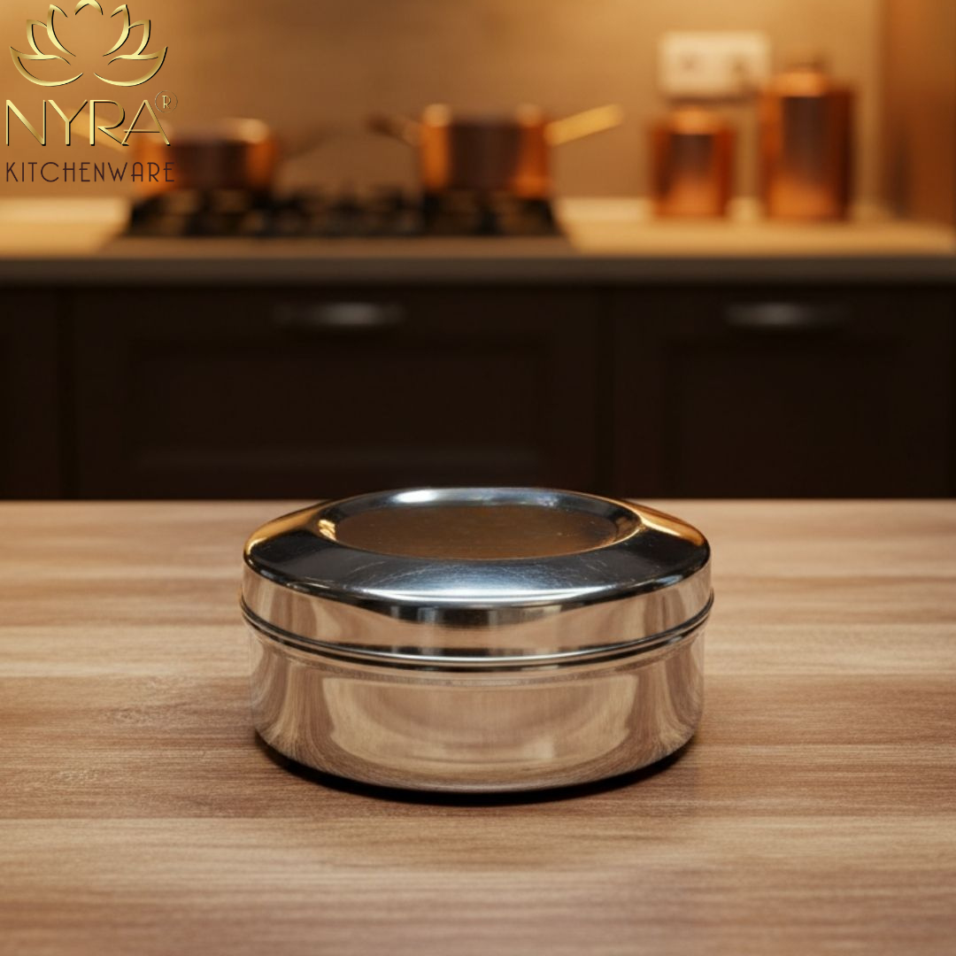 Stainless Steel Belly-shaped Dibbi/Container Set | Mirror Finish & Heavy Duty – Ideal Kitchen Storage Solution