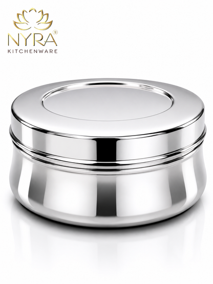 Stainless Steel Belly-shaped Dibbi/Container Set | Mirror Finish & Heavy Duty – Ideal Kitchen Storage Solution