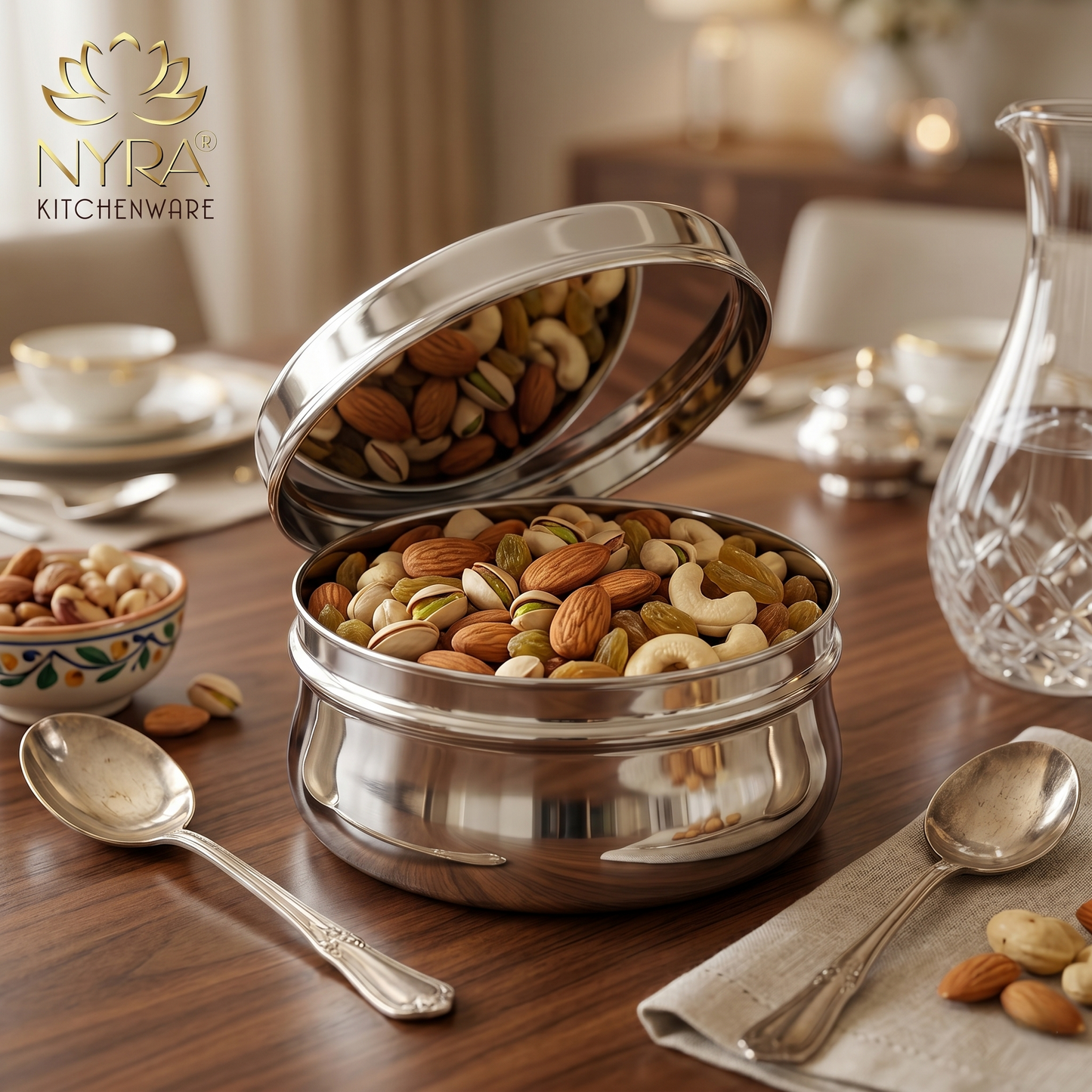 Stainless Steel Belly-shaped Dibbi/Container Set | Mirror Finish & Heavy Duty – Ideal Kitchen Storage Solution