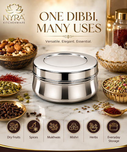 Stainless Steel Belly-shaped Dibbi/Container Set | Mirror Finish & Heavy Duty – Ideal Kitchen Storage Solution