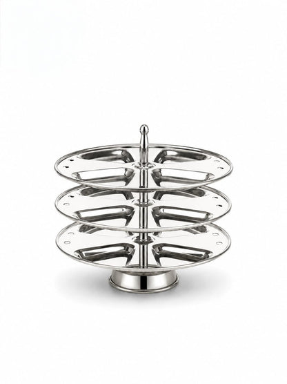Stainless Steel  3-Plate Fancy Idly Stand with 3 Unique Designs