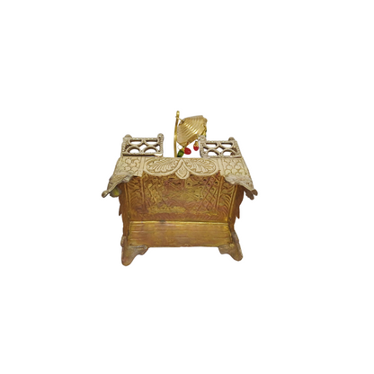 Pure Brass Singhasan with Decorative Chhatri & Beads