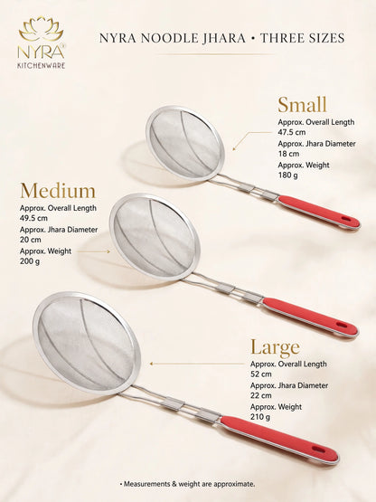Stainless Steel Deep Fry Strainer with Plastic Handle – Versatile Skimmer/Jhara