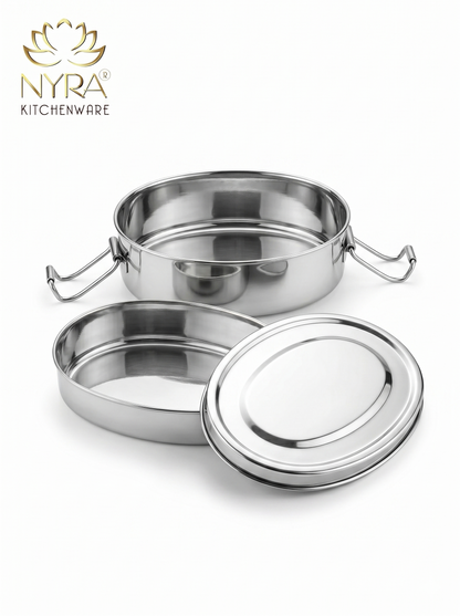 Stainless Steel Food Pack Lunch Box | Oval Tiffin with Locking Clip
