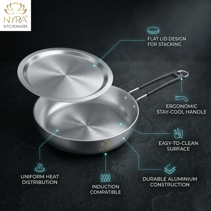 Aluminum Induction Fry Pan with Riveted PVC handle