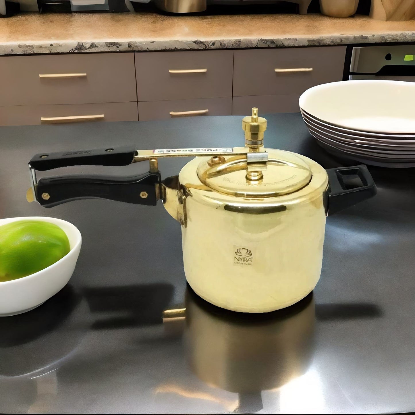 Pure Brass Cooker with Kalai/Tin Coating-Inner Lid Pressure Cooker