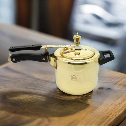 Pure Brass Cooker with Kalai/Tin Coating-Inner Lid Pressure Cooker