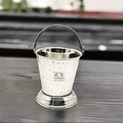 Stainless Steel Hammered Mini Serving Bucket with Steel Handle