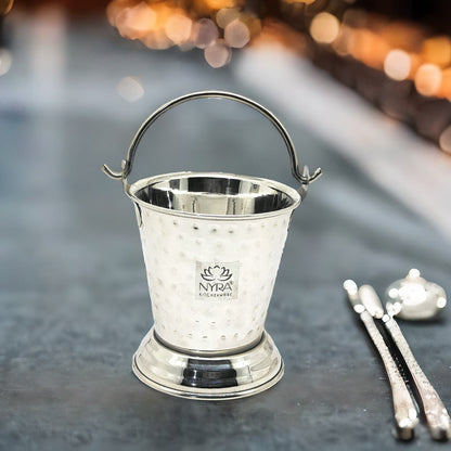 Stainless Steel Hammered Mini Serving Bucket with Steel Handle