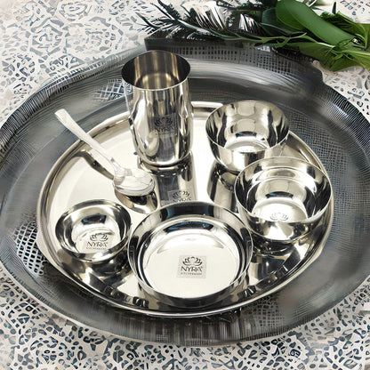 Stainless Steel Premium Thali/Dinner Set of 7-Pieces