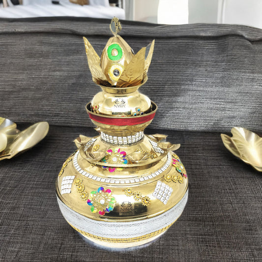 Nyra® Brass/Peetal Fancy Chamki Kalsha Set