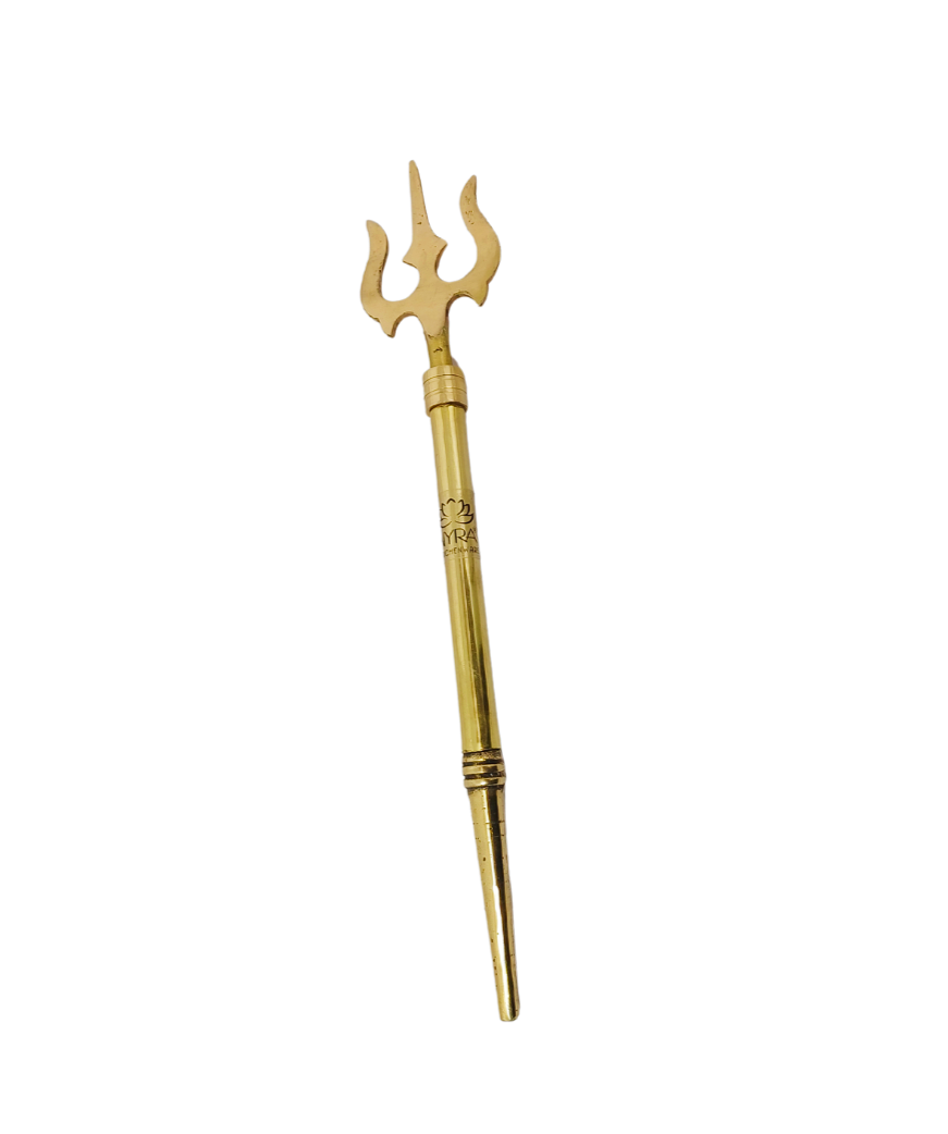 Pure Brass (Peetal) Trishul | Traditional Hindu Religious Symbol |