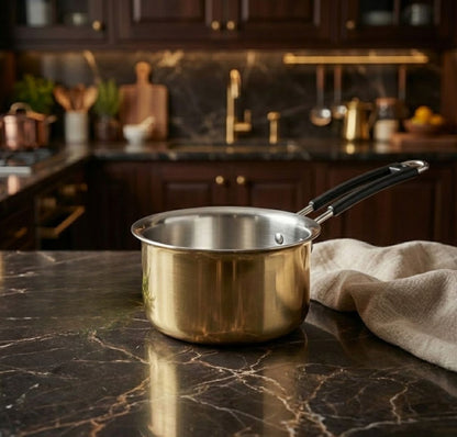 Premium Brass Sauce Pan with Kalai Coating | Traditional Pital Cookware