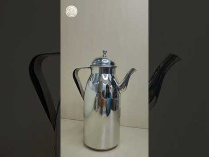 Stainless Steel Oil Dispenser (1 Litre) with Lid, Handle & Long Pouring Spout | Glossy Silver Oil Pourer for Kitchen