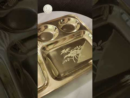 Traditional Brass Bhojan Thali | 5-Compartment Divided Pital Meal Plate