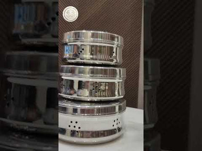 Stainless Steel Multipurpose Storage Container with Air Ventilation Holes - Set of 3 Pcs