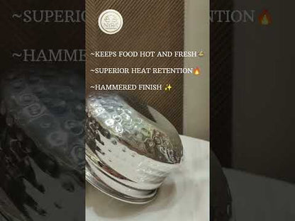 Stainless Steel Hammered Finish Dal Handi - Premium Serveware Set