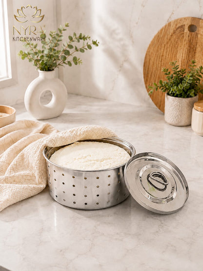 Stainless Steel Glossy-Finish Round Cheese/Paneer Maker - Quick Press Mould - 3 Sizes