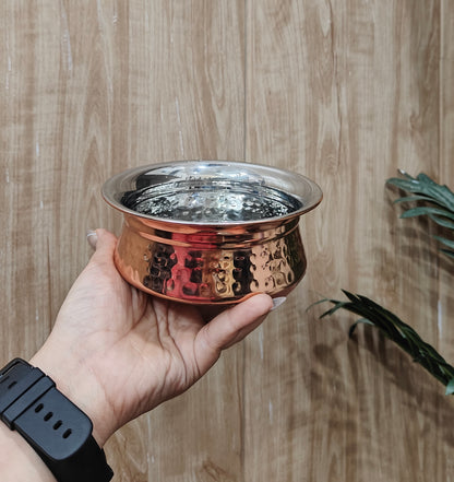 Stainless Steel Handi Bowl with Rose Gold Finish | Double-Layer Insulated Serving Bowl
