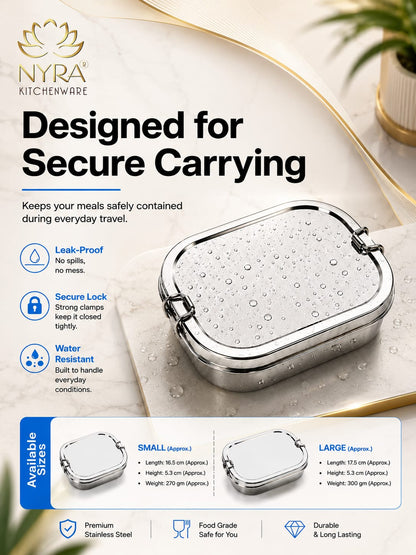 Stainless Steel Rectangle Lunch Box with 1 Small Box