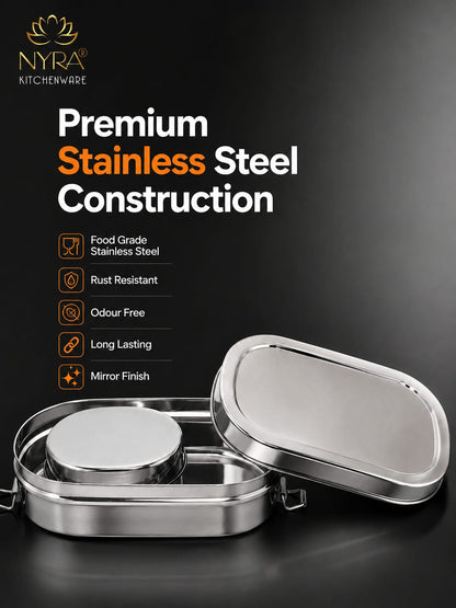Stainless Steel Rectangle Lunch Box with 1 Small Box