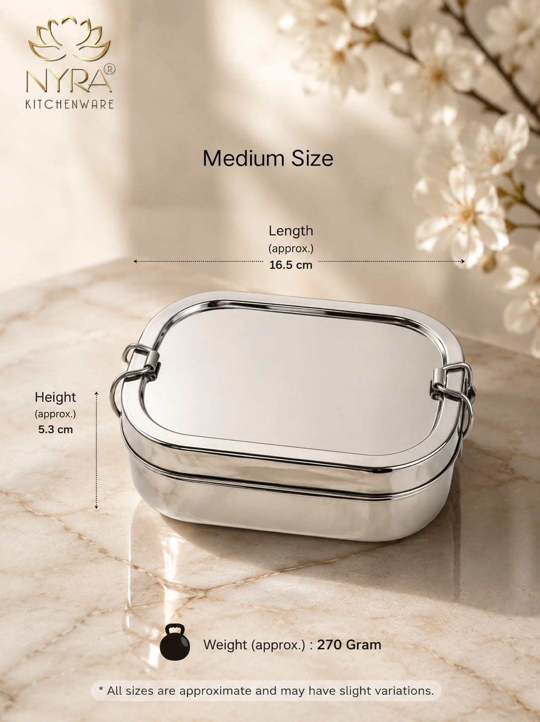 Stainless Steel Rectangle Lunch Box with 1 Small Box