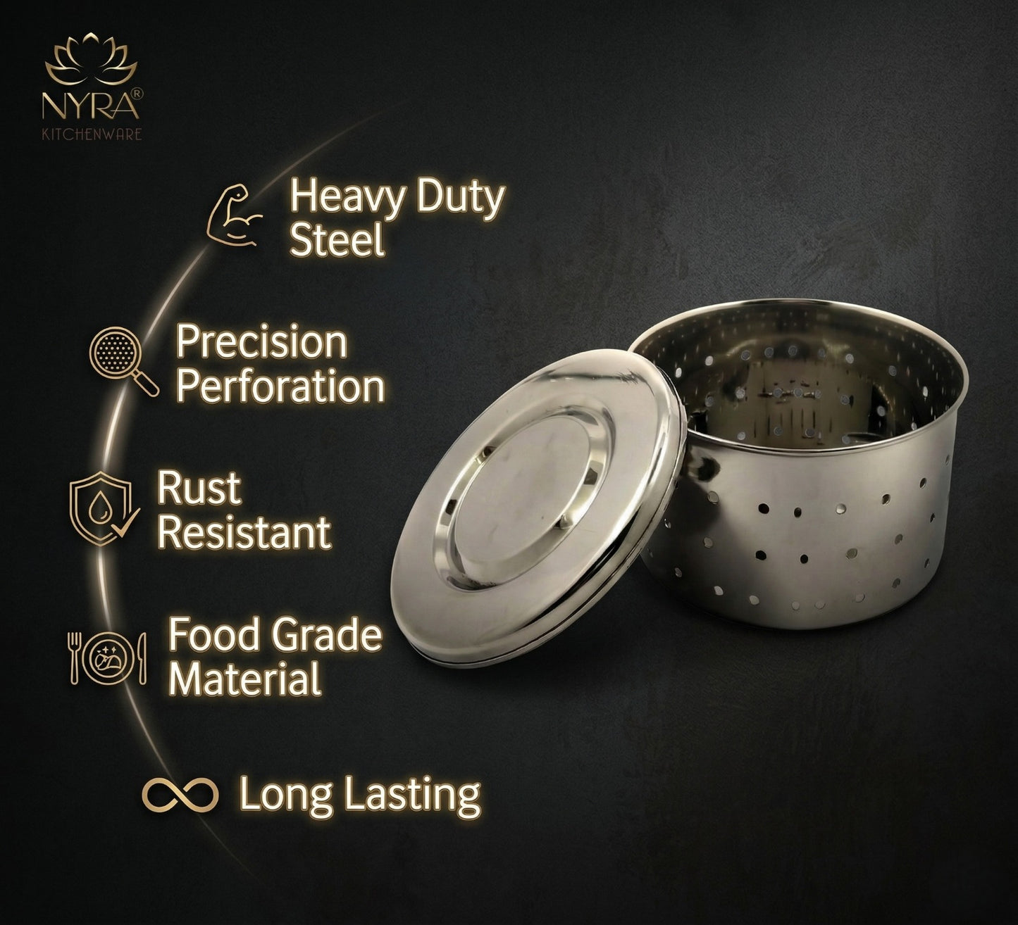 Stainless Steel Glossy-Finish Round Cheese/Paneer Maker - Quick Press Mould - 3 Sizes