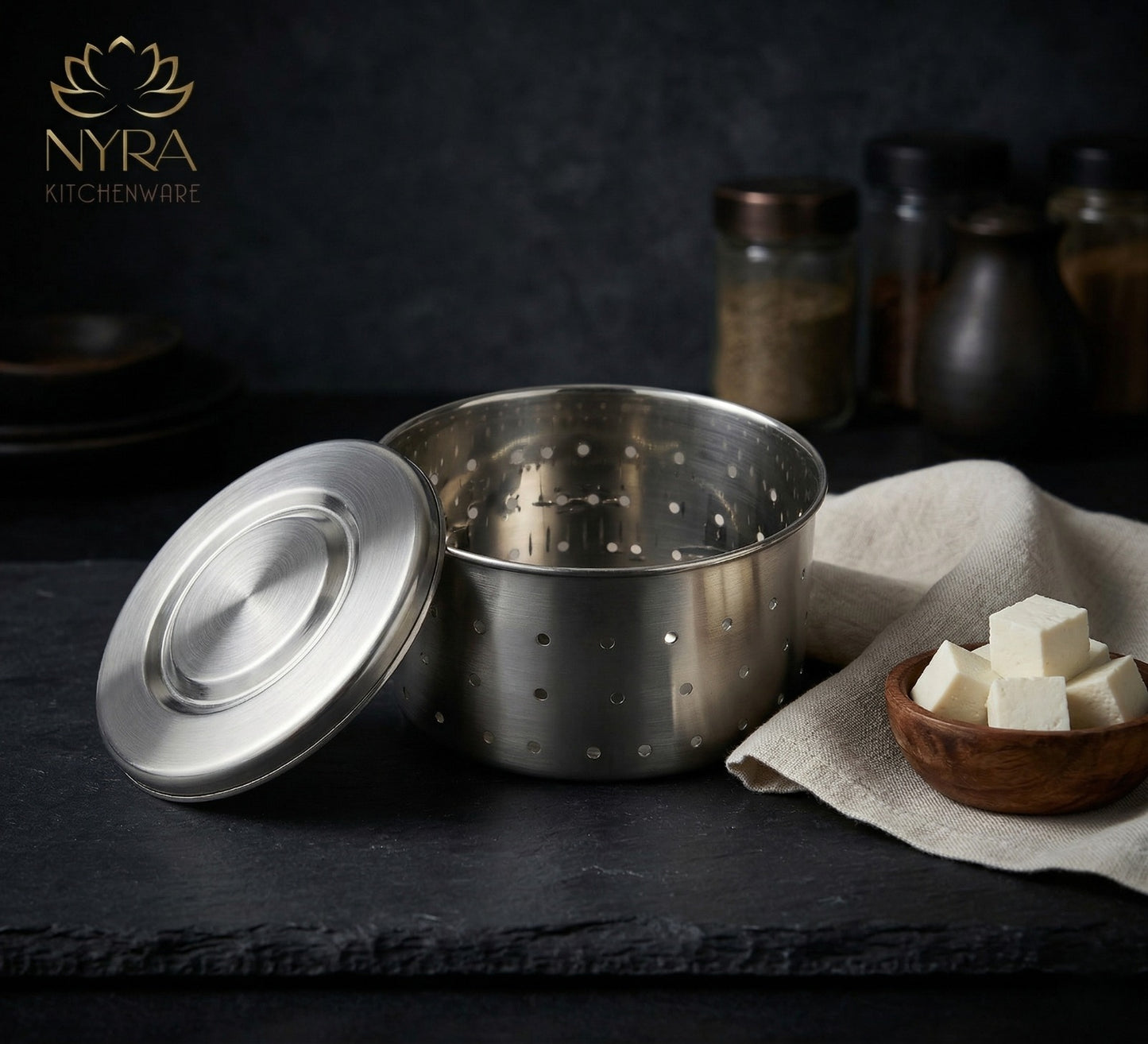 Stainless Steel Glossy-Finish Round Cheese/Paneer Maker - Quick Press Mould - 3 Sizes