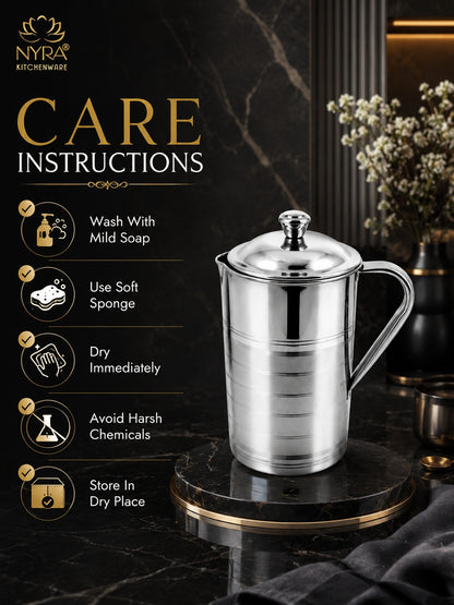 Stainless-Steel Spot-Welding Jug with Sturdy Handle and Lid - 2 Liters Drinkware