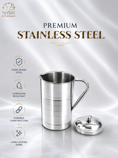 Stainless-Steel Spot-Welding Jug with Sturdy Handle and Lid - 2 Liters Drinkware