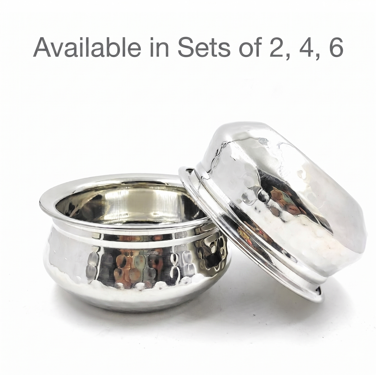 Stainless Steel Hammered Finish Dal Handi - Premium Serveware Set