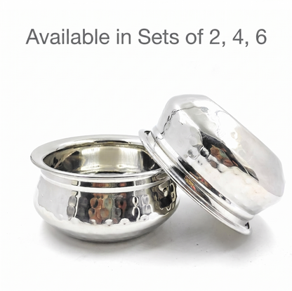 Stainless Steel Hammered Finish Dal Handi - Premium Serveware Set