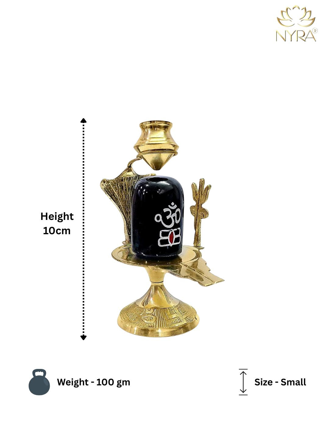 Pure Brass Shivling with Black Lingam, Trishul & Kalash | Mahadev Shivling Statue for Home Temple Decor | Shiva Lingam Brass Pooja Item