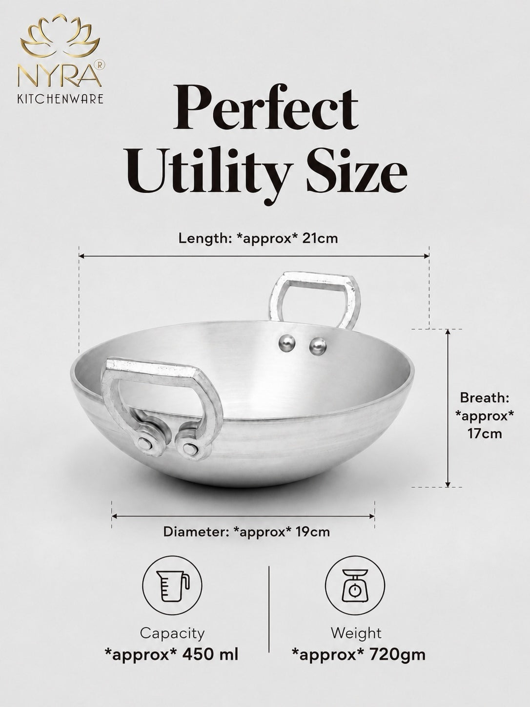 Aluminium Mini Kadhai/Wok | Multi-purpose Wok