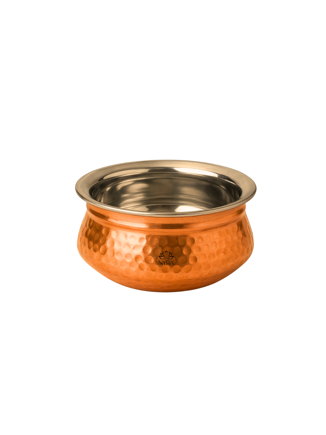 Premium Copper Handi Insulated with Stainless Steel | Traditional Serving Pot/Tableware for Homes, Restaurants & Hotels