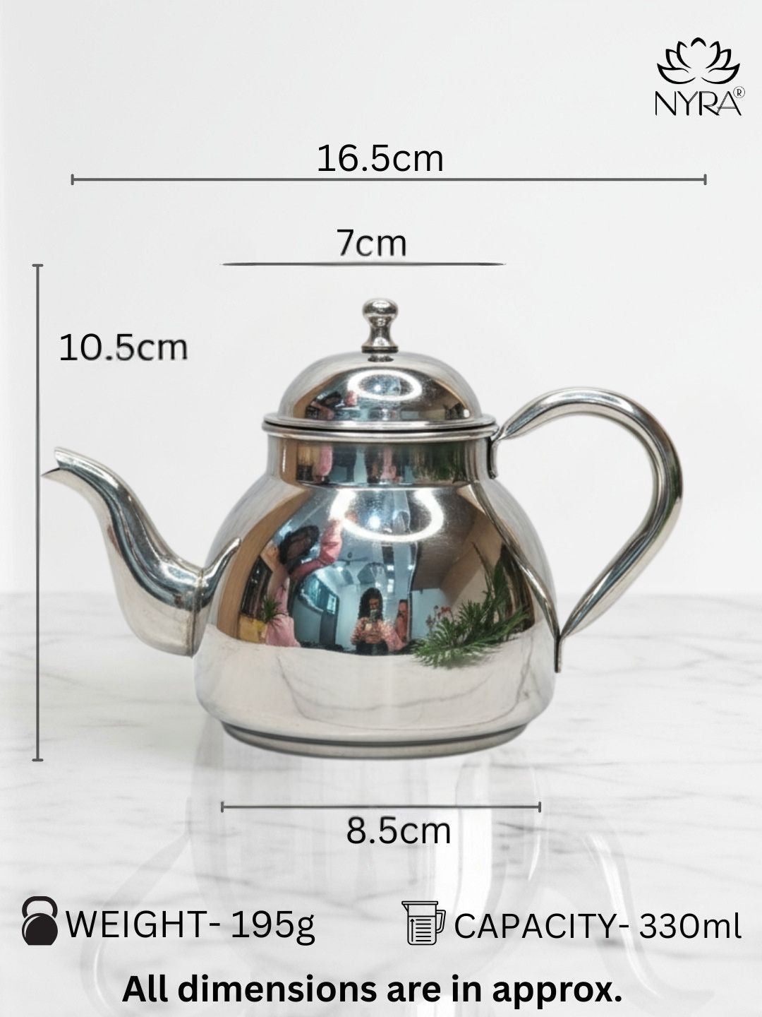 Stainless Steel Tea Pot/Tea Kettle with Mirror Finish – Durable and Elegant Silver Tea Pot for Modern Kitchens