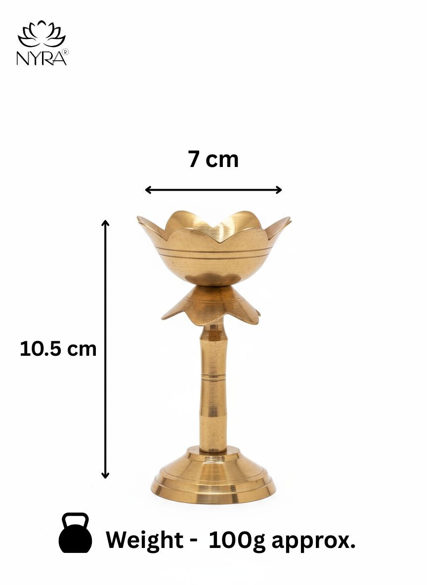 Brass Lotus Kamal Diya | Premium Handmade Akhand Oil Lamp - Pooja Brass Diya Stand