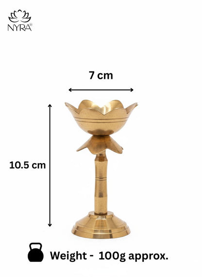 Brass Lotus Kamal Diya | Premium Handmade Akhand Oil Lamp - Pooja Brass Diya Stand