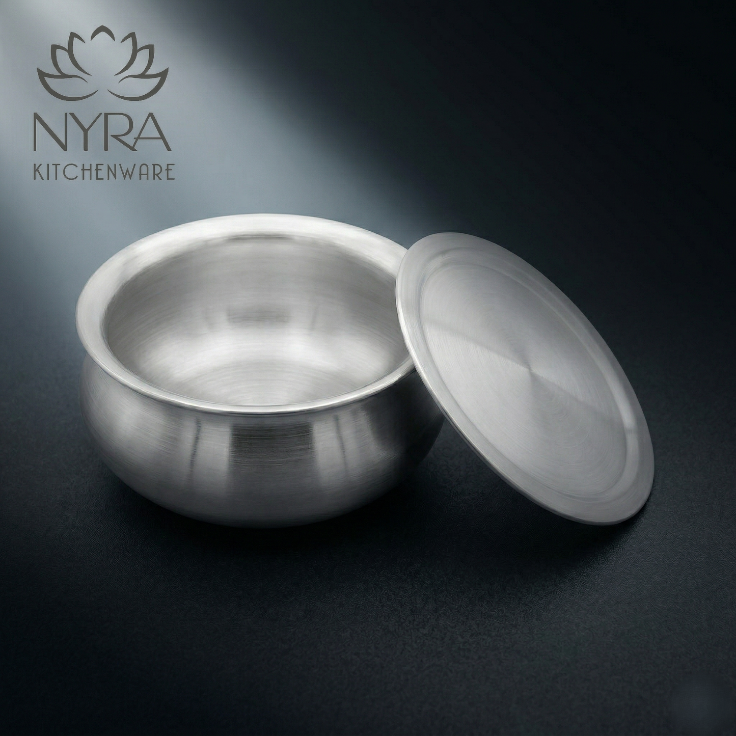 Aluminum Handi with Lid - Glossy Finish Cooking Pot - 4 Sizes