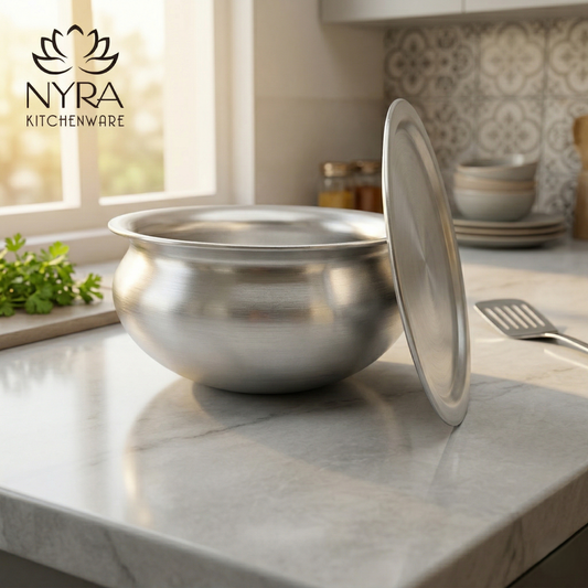 Aluminum Handi with Lid - Glossy Finish Cooking Pot - 4 Sizes