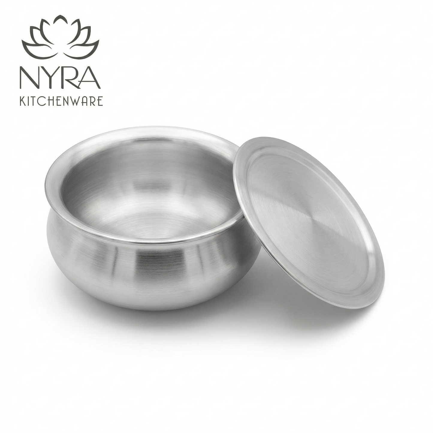 Aluminum Handi with Lid - Glossy Finish Cooking Pot - 4 Sizes