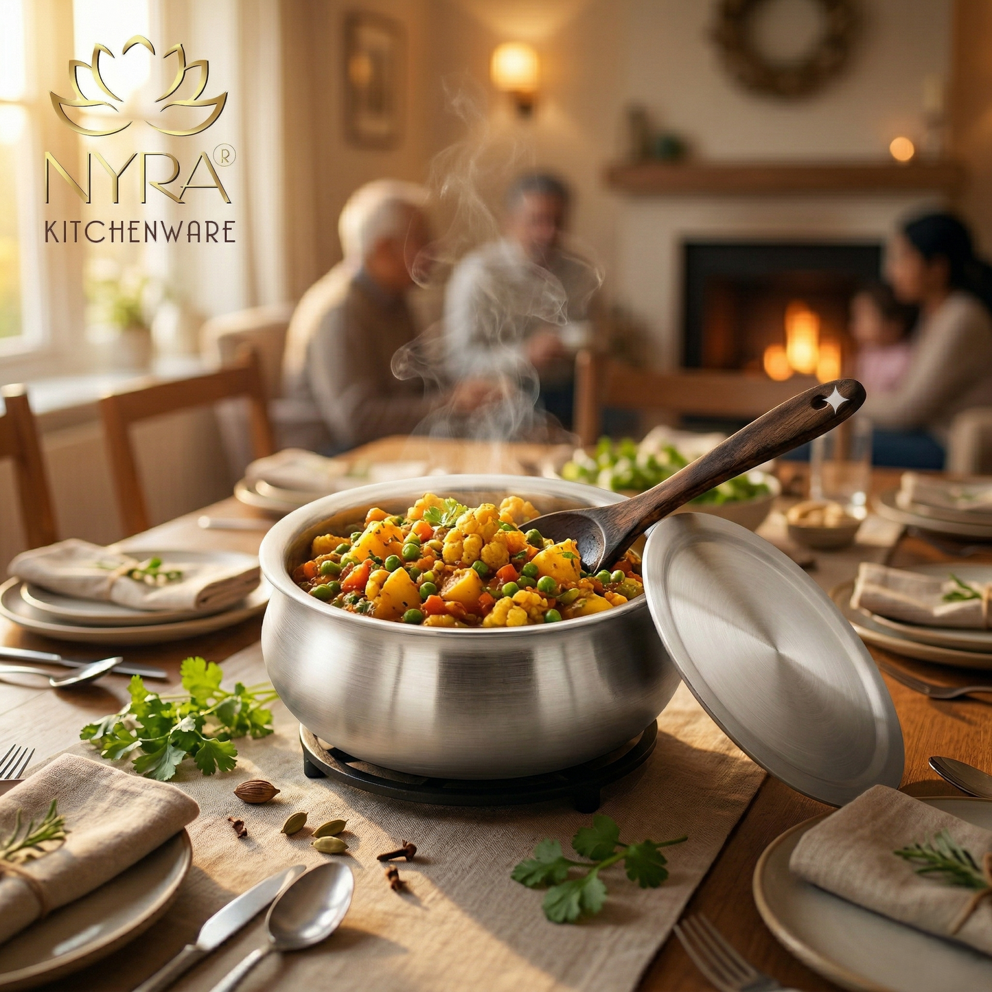 Aluminum Handi with Lid - Glossy Finish Cooking Pot - 4 Sizes