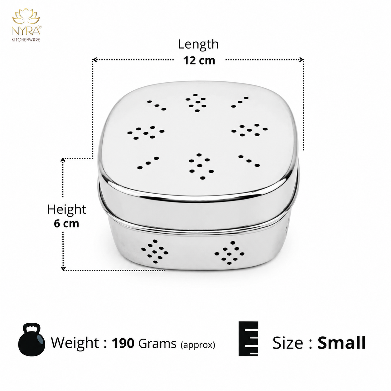 Stainless Steel Square-shaped Coriander/ Multipurpose Storage Container with Air Ventilation Holes - Set of 3 Pcs