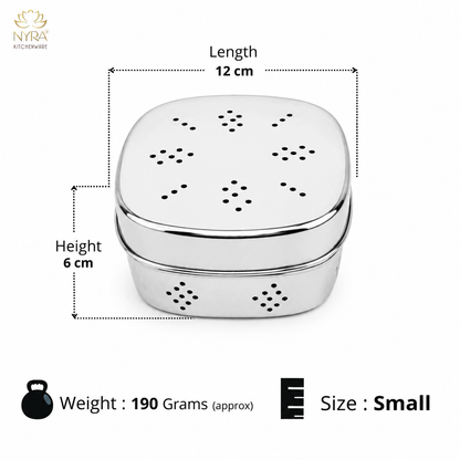 Stainless Steel Square-shaped Coriander/ Multipurpose Storage Container with Air Ventilation Holes - Set of 3 Pcs