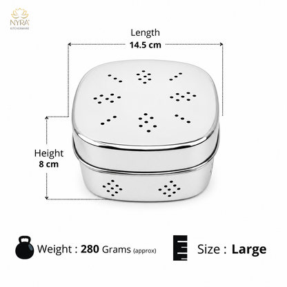 Stainless Steel Square-shaped Coriander/ Multipurpose Storage Container with Air Ventilation Holes - Set of 3 Pcs